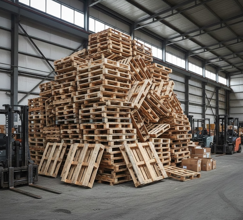 Efficient pallet delivery and transportation fleet in operation